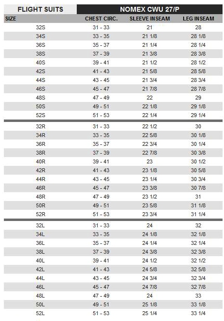 Us suit store size chart